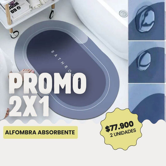 Alfombra de Baño Super Absorbente Antideslizante COMBO X2 unidades